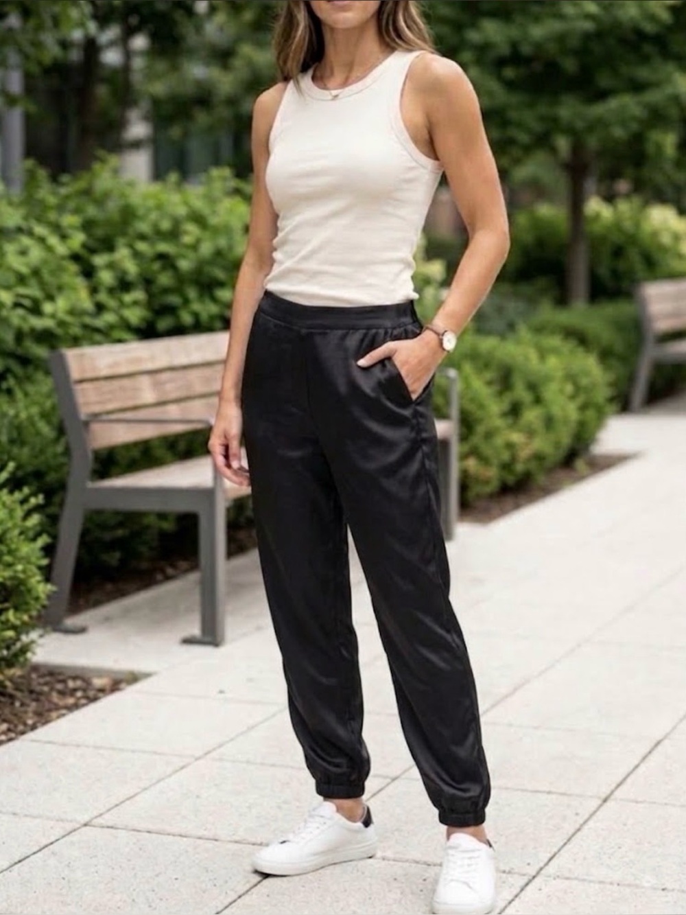Zara Black Satin Track Joggers